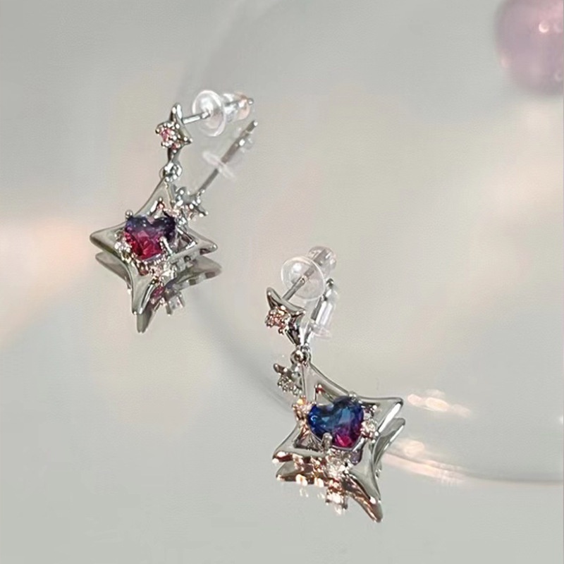 Bông Tai Đính Đá Zircon Hình Ngôi Sao Thời Trang Cao Cấp