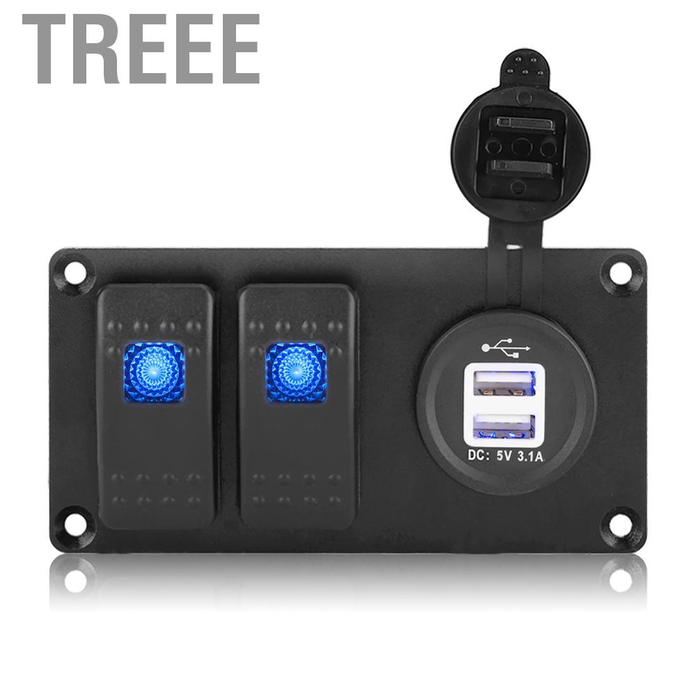 Bảng Công Tắc Đèn Led 2 Nút Treee 12-24v Cho Xe Hơi