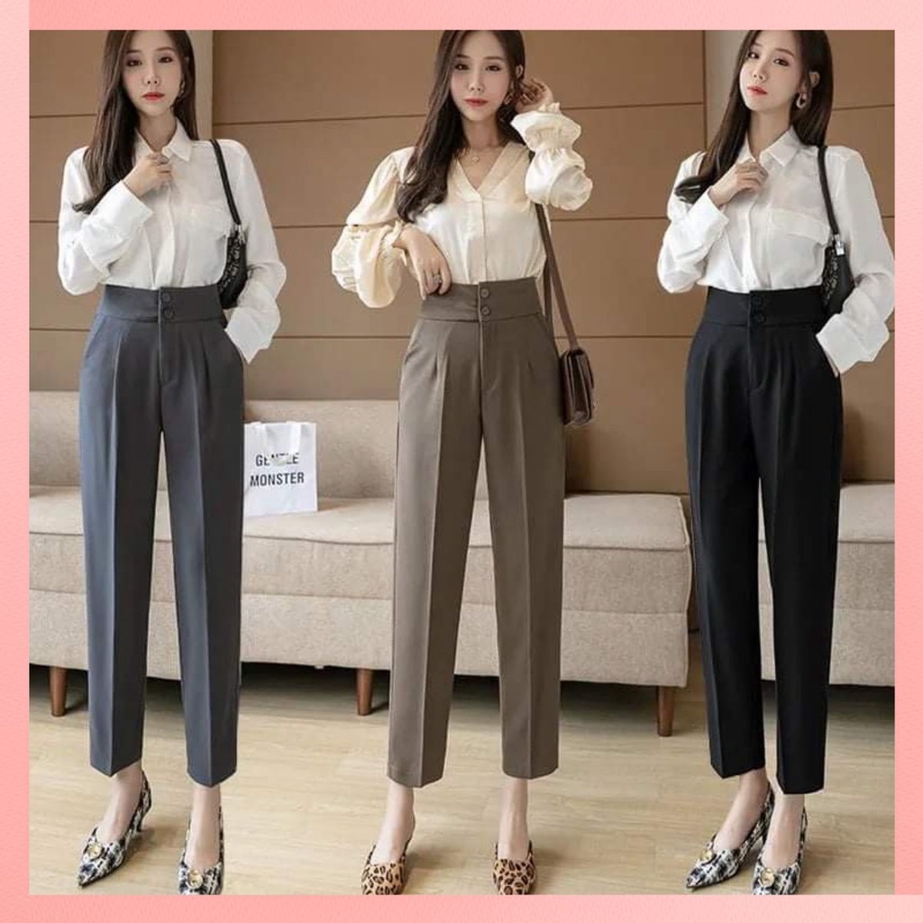 Quần Baggy Nữ Cạp Cao Bản To 2 Cúc Xếp Ly Lưng Siêu Cao Tôn Dáng, Mặc Đi Học,làm Công Sở