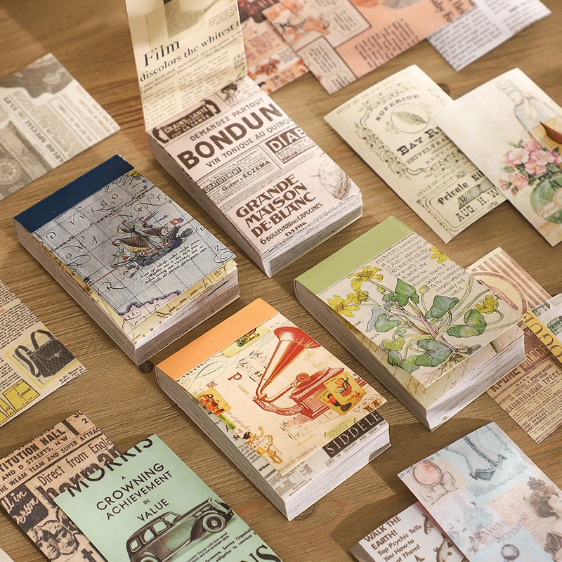 Set 50 tờ giấy dán trang trí phong cách retro