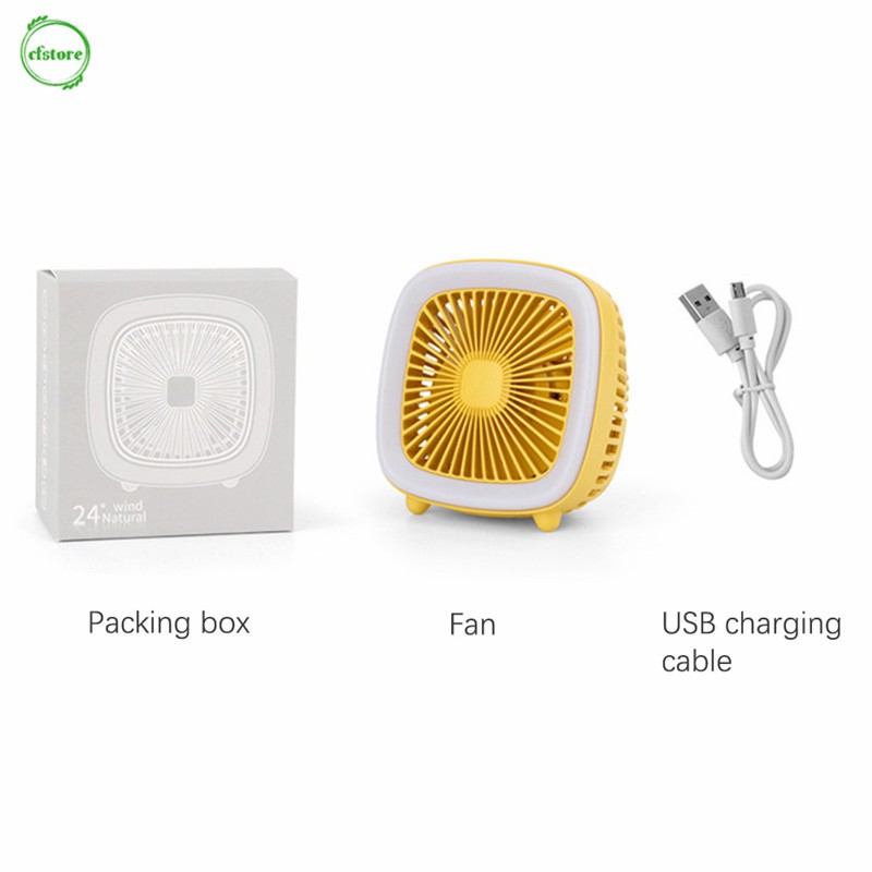 Quạt Mini Sạc USB 3 Tốc Độ Hình TV Có Đèn LED Để Bàn