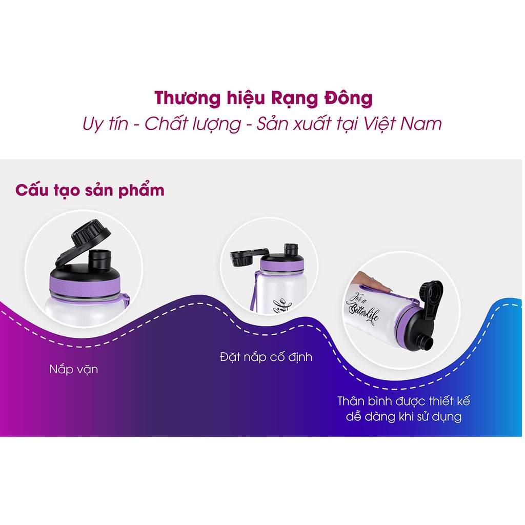 Bình đựng nước, bình cá nhân 1 Lít Vỏ nhựa PC RẠNG ĐÔNG Model: RD-10P1