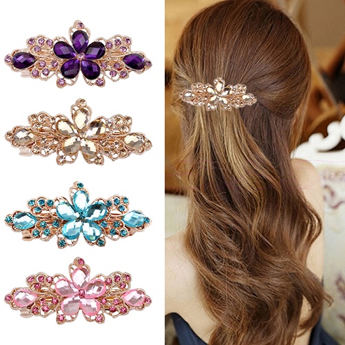 Kẹp tóc hình hoa đính đá giả lấp lánh thời trang cho nữ
