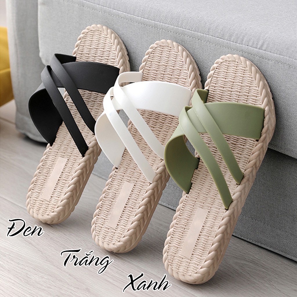Dép nữ đi trong nhà,đi biển đế giả cói chất liệu cao su chống trượt rửa nước được