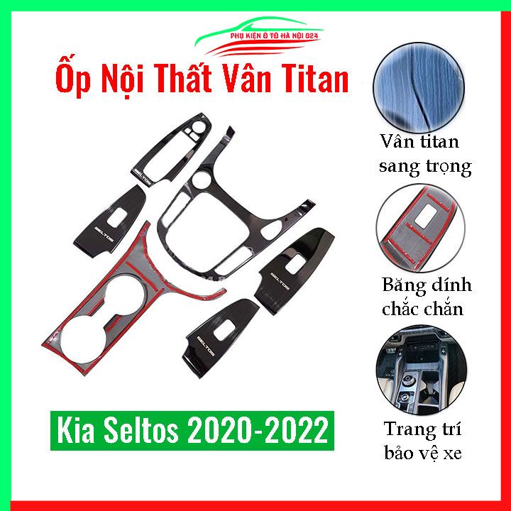 Ốp nội thất cho xe ô tô Seltos 2020 2021 vân Titan bảo vệ chống trầy xước và làm đẹp xe