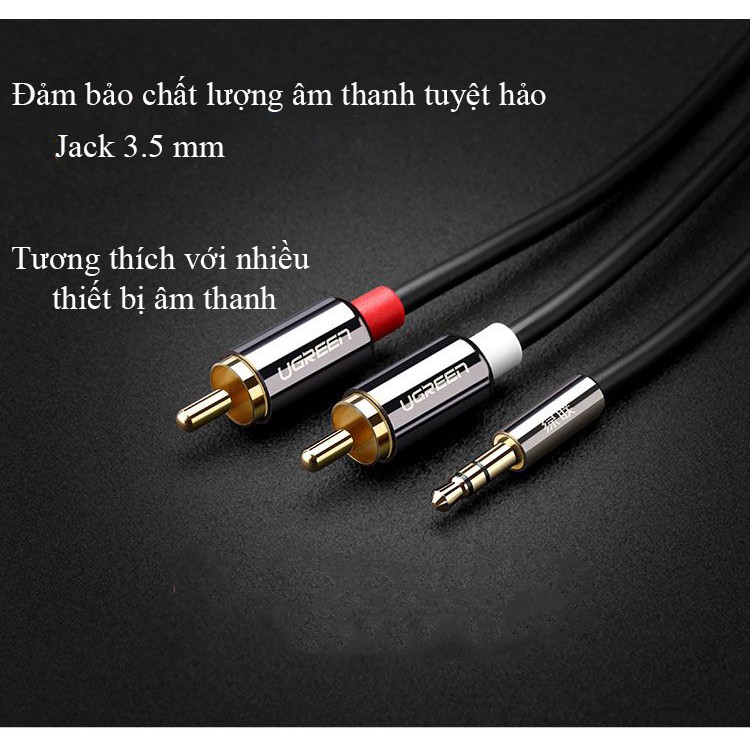 Cáp audio 3.5mm ra 2 đầu RCA dài 1.5 mét UGREEN UG-10583 ( cao cấp)