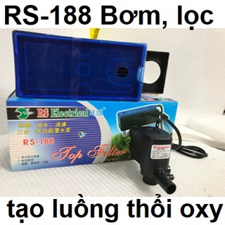 Máy lọc nước bể cá - lọc nước bể cá RS 188 - 3 tác dụng bơm nước + thổi khí tạo oxy + tạo luồng bể cá