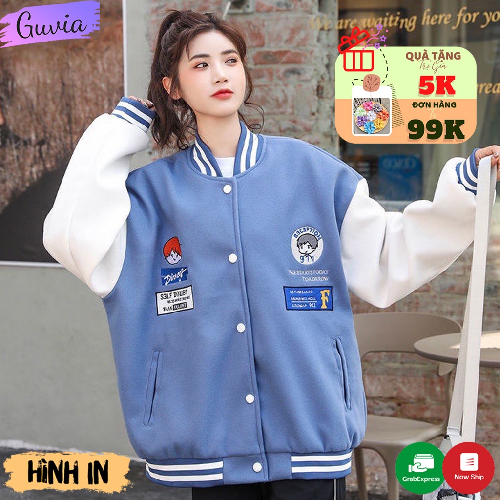 Áo khoác bomber nỉ IN DINER form rộng Unisex Áo bomber nỉ Cardigan trần bông  trẻ trung Guvia