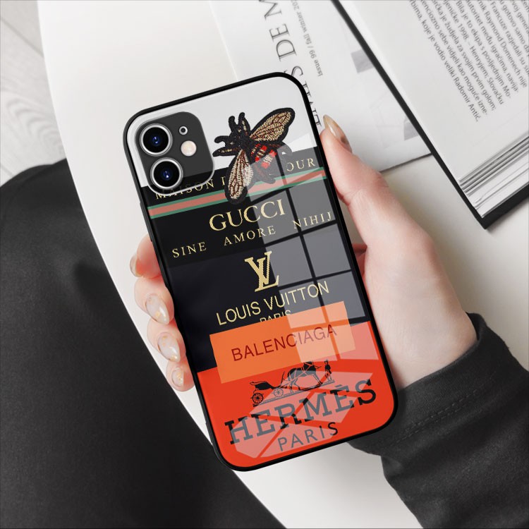 Ốp lưng_kính chính hãng trong suốt hermes mix logo hiệu Iphone 8Plus/X/Xs/Xs Max/11/11 Promax/12/12 Promax OK-JC20210017