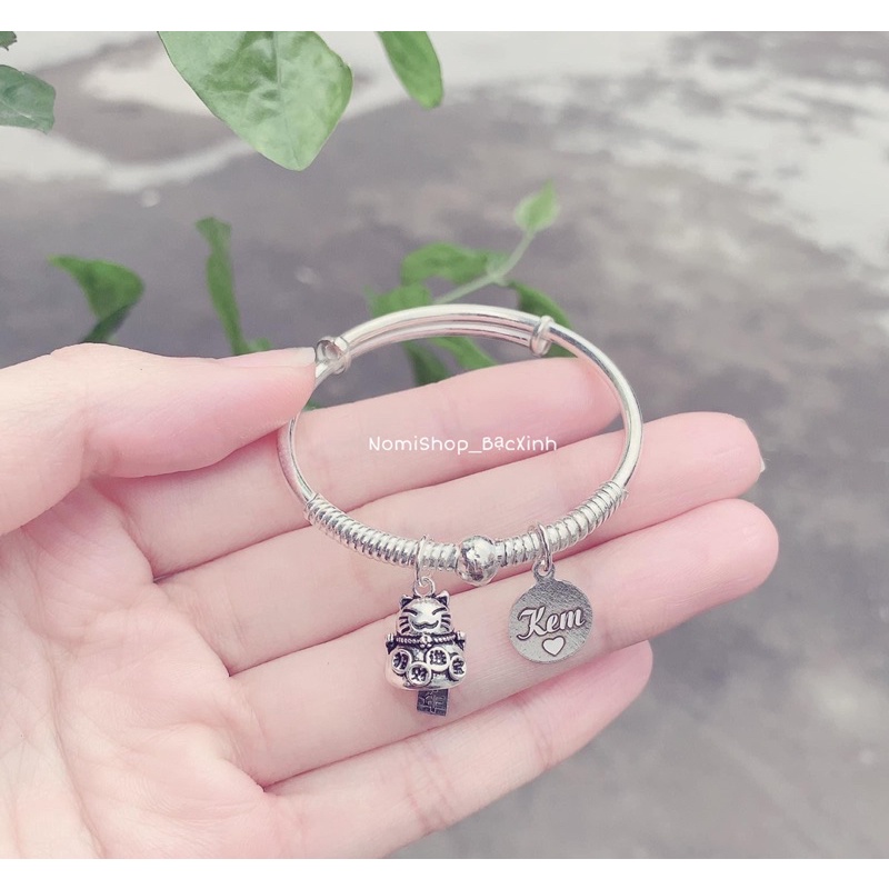 Vòng tay Bạc S99 tặng bé {Miễn phí khắc tên + Treo charm} Món quà độc đáo ý nghĩa cho bé Mainomi Shop Bạc Xinh