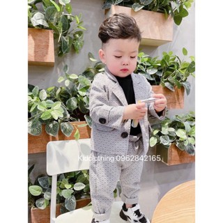 Set vest 3ct chấm xám cho bé trai