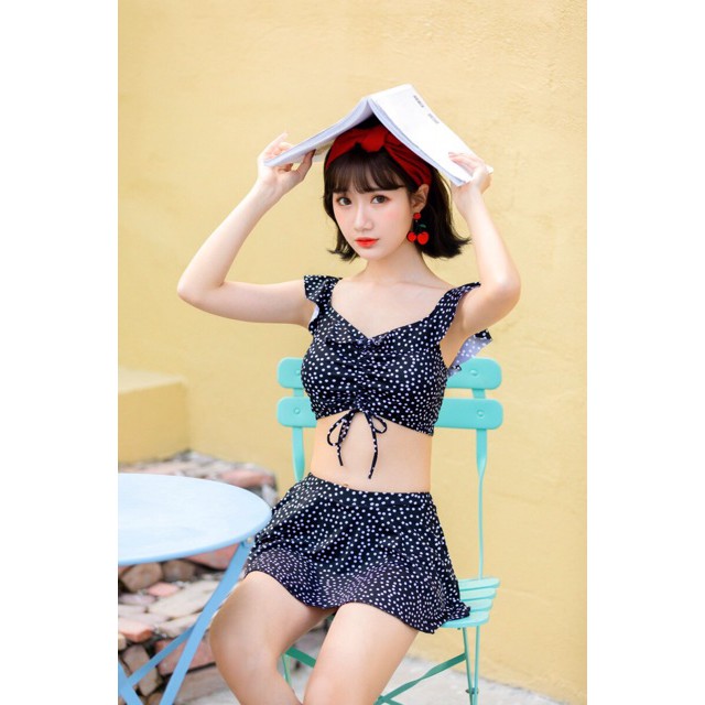 Bikini tắm biển kín đáo Hàn Quốc đồ bơi cạp cao che bụng - Siêu HOT | BigBuy360 - bigbuy360.vn