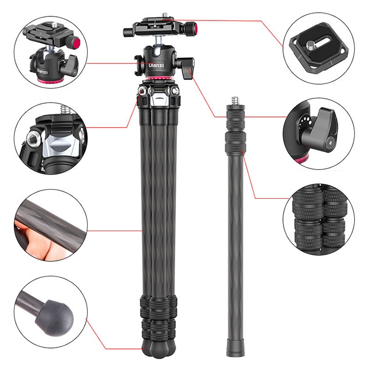 TRIPOD MÁY ẢNH VÀ ĐIỆN THOẠI CARBON ULANZI MT-21