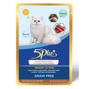 Combo 12 gói - Thức ăn pate 5 Plus Premium cho mèo gói 70g - Vị ngẫu nhiên - Thức ăn cho mèo giá sỉ