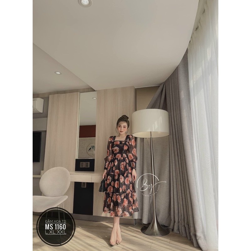 đầm maxi hoa vintage cổ U Bigsize 55kg-95kg🌸🌸