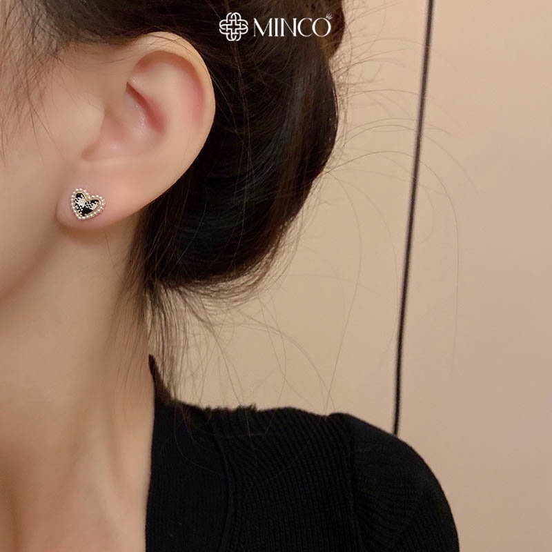 Bông tai nữ Minco Accessories sét ba khuyên tai nụ nơ trái tim xinh xắn phụ kiện thời trang đẹp cho nữ BT66