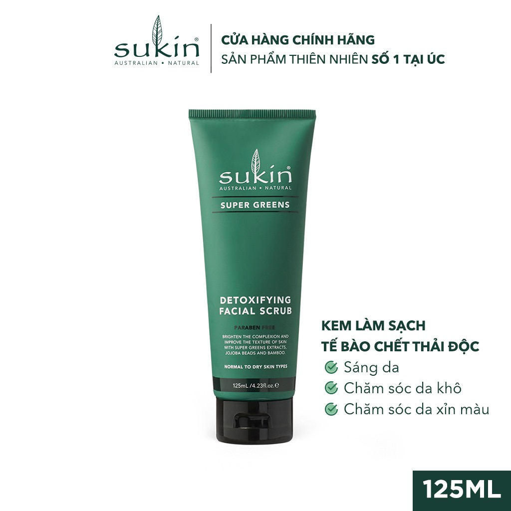 [Mã FMCGMALL -8% đơn 250K] Kem Làm Sạch Tế Bào Chết Sáng Da Sukin Super Greens Detoxifying Facial Scrub 125ml | BigBuy360 - bigbuy360.vn