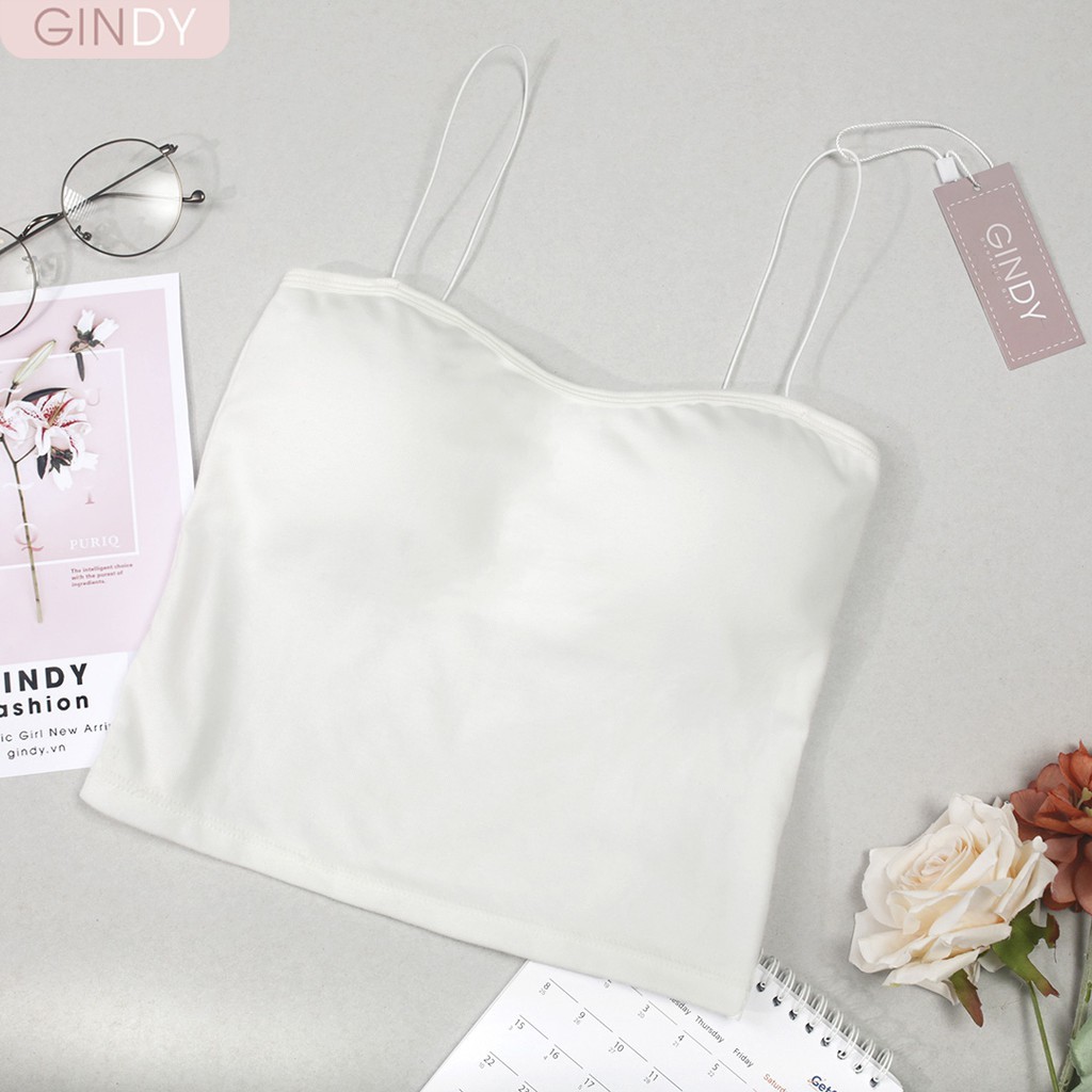 Áo hai dây GINDY sợi bún mảnh dáng ôm vải mịn co giãn thoáng mát AB06