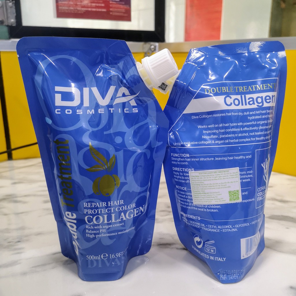 Kem Hấp Ủ Tóc DIVA Collagen Ý 500ml - Phục Hồi Hư Tổn, Giảm Rụng Tóc, Tóc Nhuộm