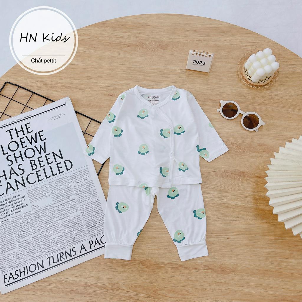 Bộ sơ sinh dài tay cho bé trai gái HN kids peptit mát lạnh co giãn quần áo trẻ em