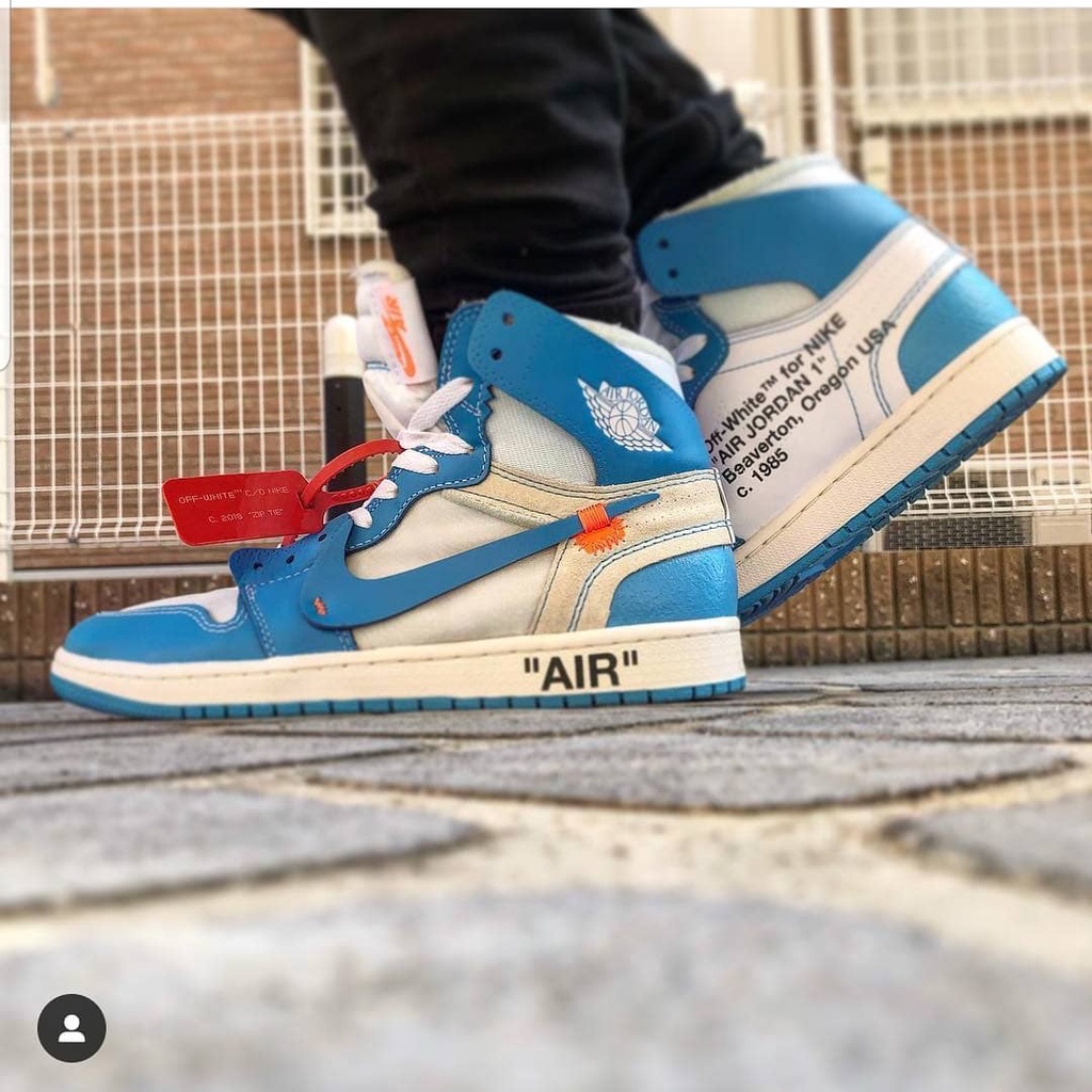 Giày Thể Thao AIR JORDAN 1 OFF WHITE Retro High University UNC Xanh Trắng Siêu Phong Cách