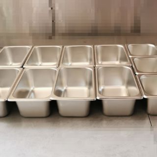 Combo khay inox đựng topping có nắp