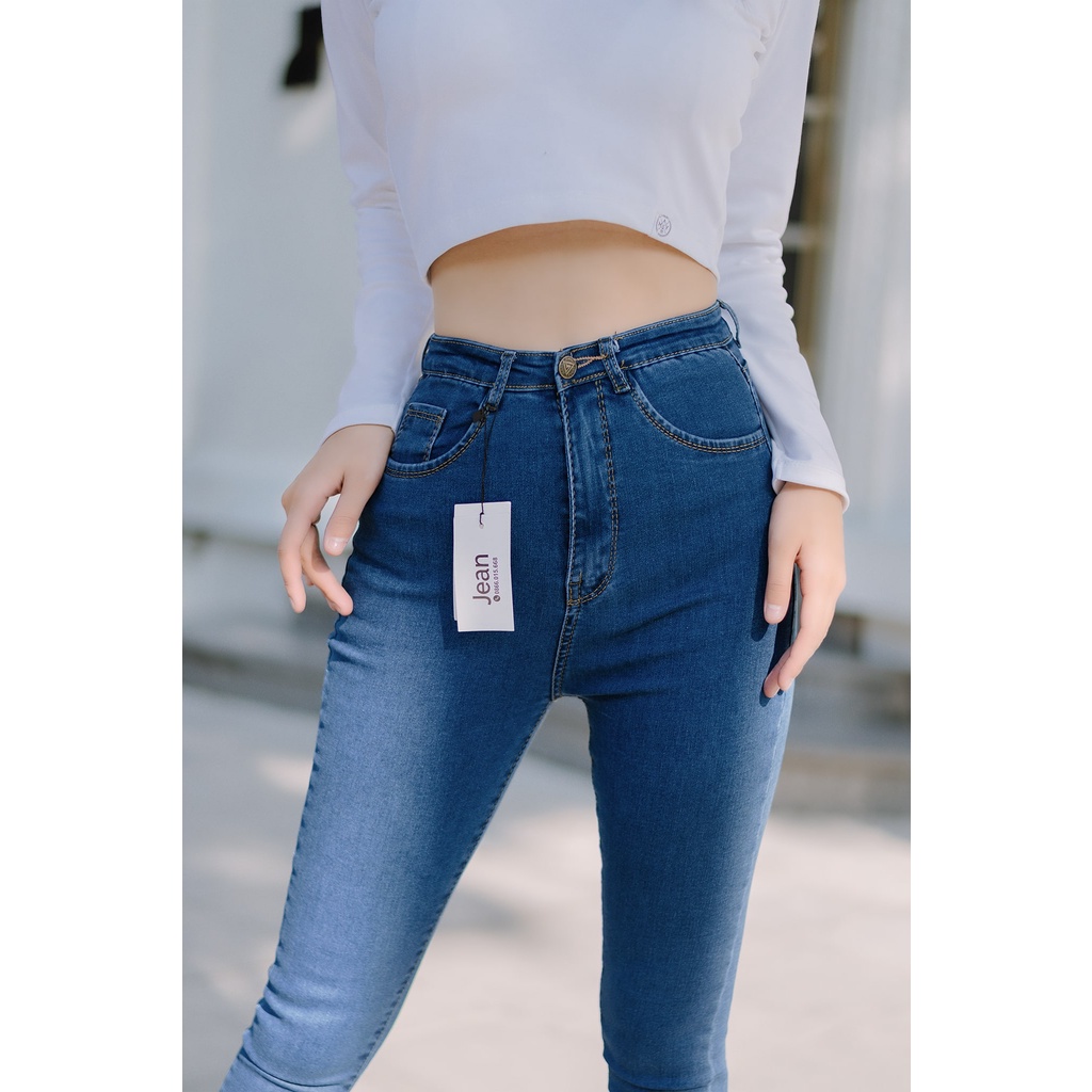QUẦN JEAN SKINNY DÁNG ÔM CẠP CAO HAIQUANG CHẤT CO DÃN SIÊU MỀM TÔN DÁNG MÀU XANH NHẠT -MÃ HQ01