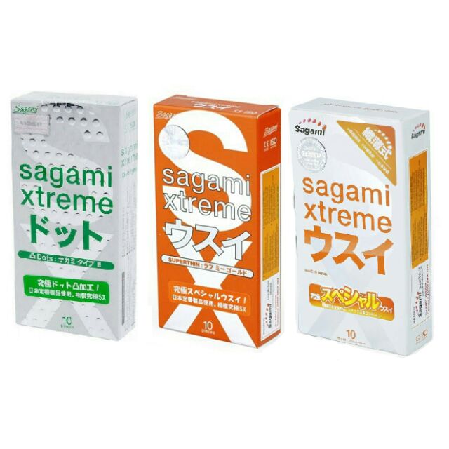 Bộ 3 Hộp 30 cái Bao cao su Cao cấp Sagami Xtreme super thin - Cam kết chính hãng Nhật bản