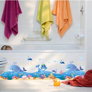 Decal đàn cá heo nhỏ dán chân tường