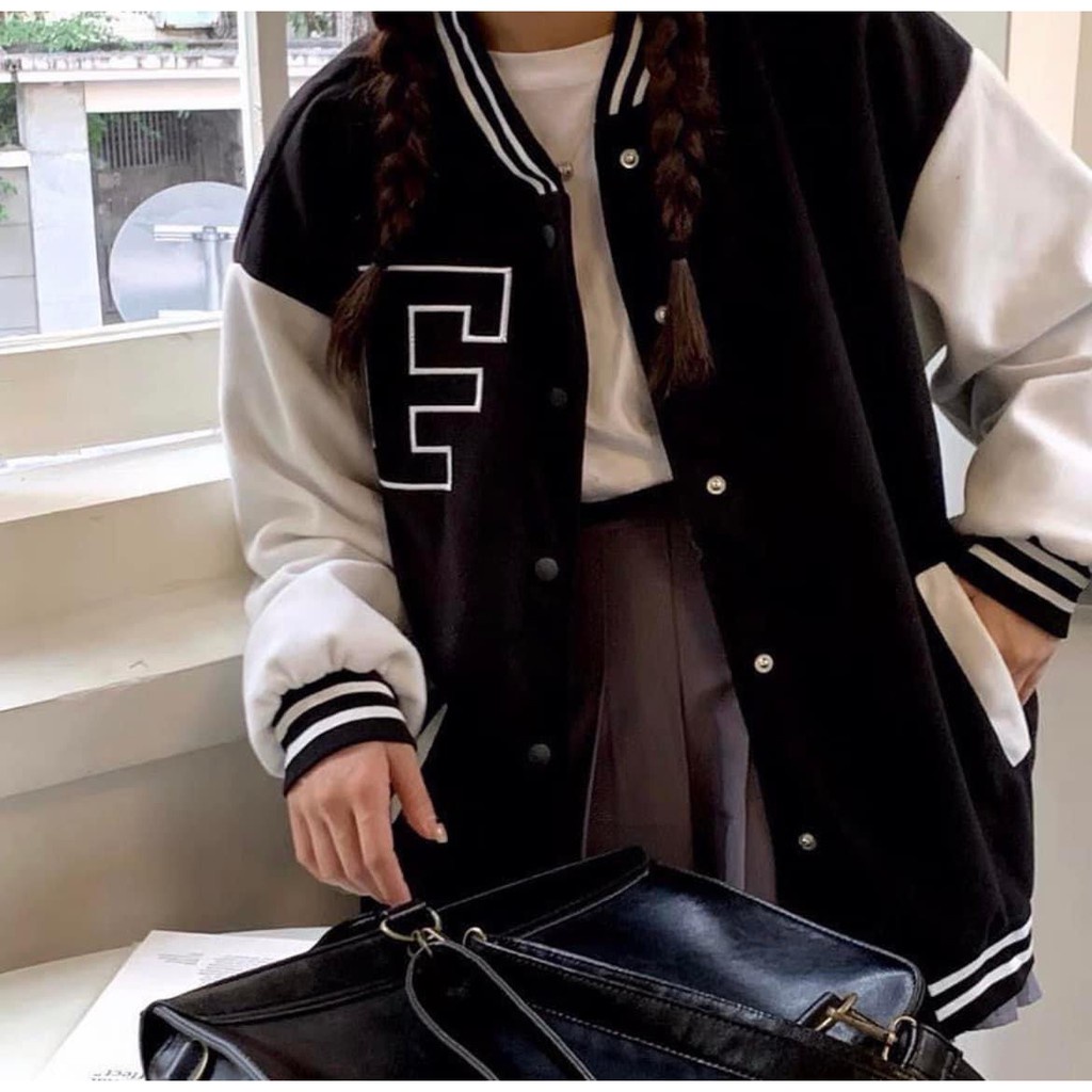 Áo Bomber chữ F 2 lớp KD61 Áo Khoác Dù From rộng unisex oversize 1992 Clothing