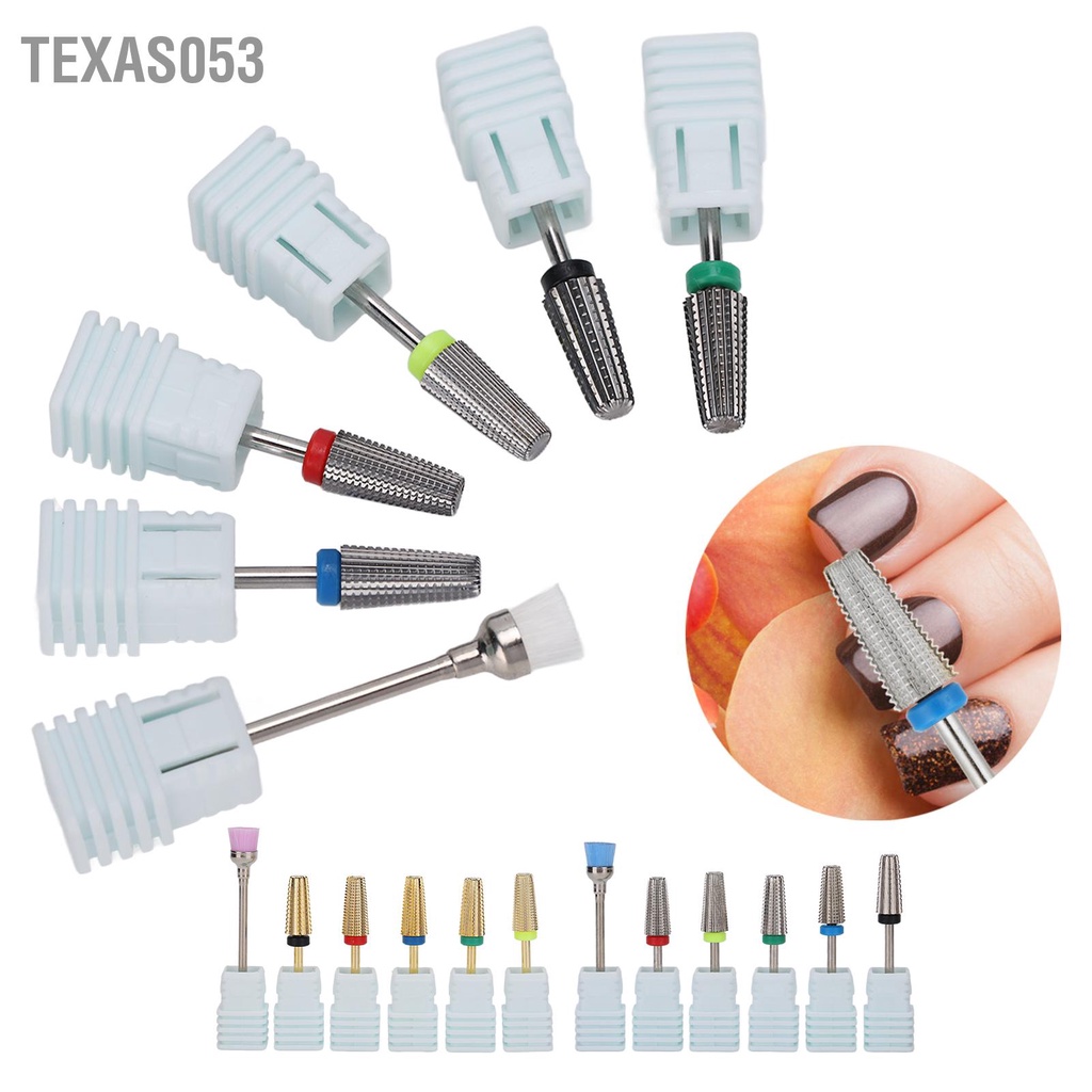 Texas053 Máy khoan móng tay đa chức năng Bits Vonfram Thép 5 trong 1 Công cụ làm mài đánh bóng đầu