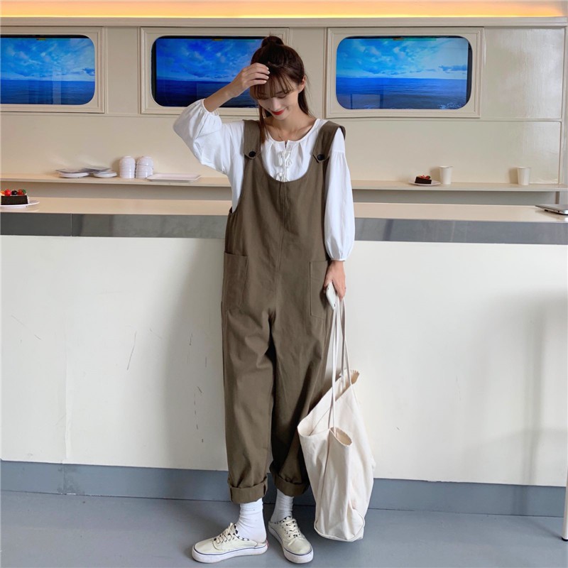 Yếm Vải Dài Dáng Thụng Bụi Bặm Cho Bạn Nữ | BigBuy360 - bigbuy360.vn