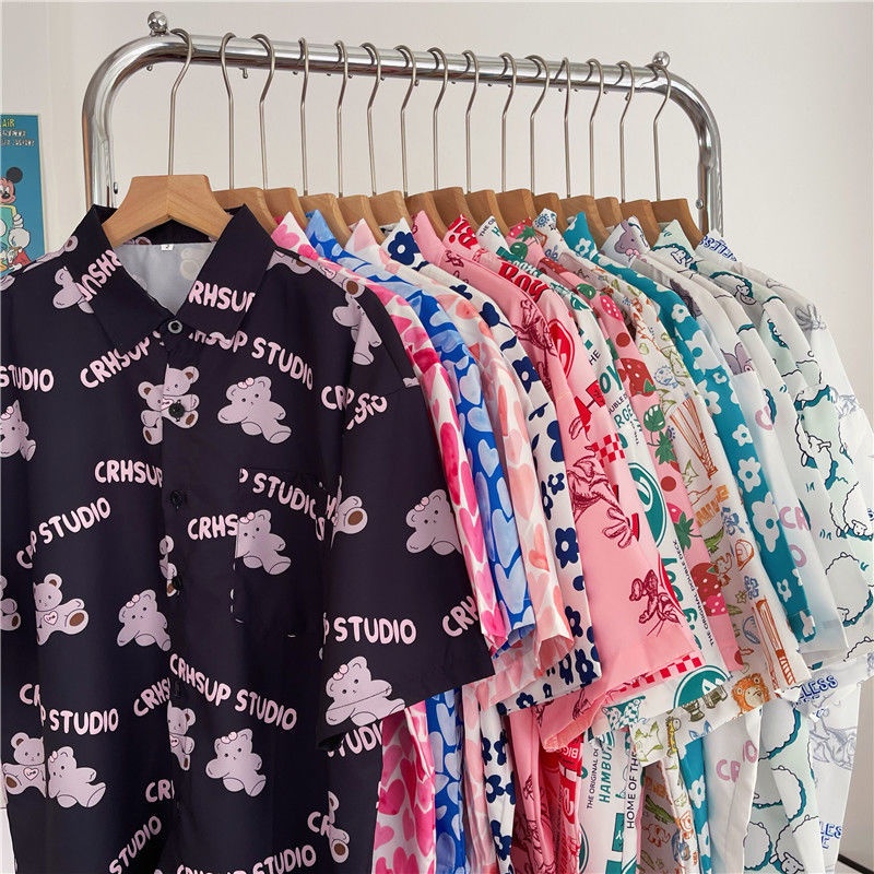 Áo Thun Ngắn Tay In Họa Tiết Hoạt Hình Phong Cách Hip Hop Hàn Quốc