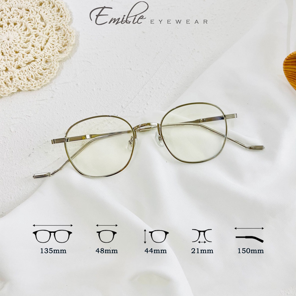 Gọng kính kim loại nam nữ tom22 tặng kèm ví da Emilie eyewear chất liệu cao cấp phụ kiện thời trang