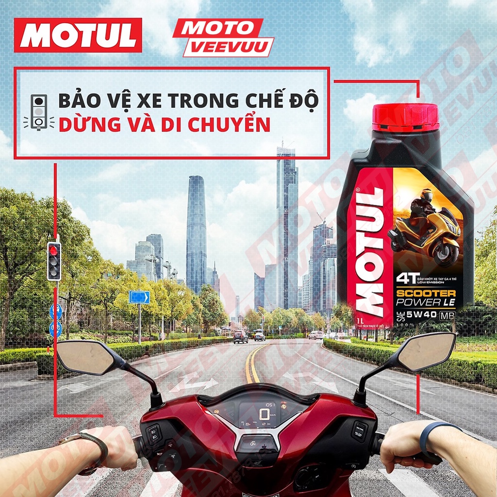 Dầu nhớt xe tay ga Motul Scooter Power LE 4T 5W40 SN MB 1 Lít Tổng hợp toàn phần