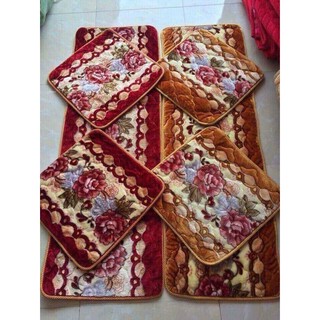 Combo 3 tấm thảm nỉ nhung trải lót ghế gỗ sofa cao cấp đế cao su chống trơn, hoa văn độc đáo sang trọng