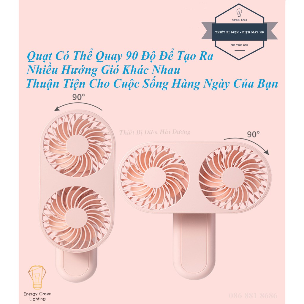 Quạt Mini Cầm Tay RPH-F10 7 Cánh Hình Cây Kem - 2 Lồng Quạt - 3 Tốc Độ gió - 3 Màu Tươi Sáng - Bảo Hành 1 Năm - Có Video