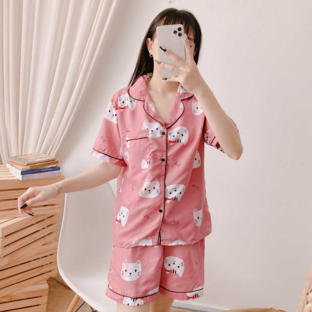Bộ ngủ pijama lụa kate thái bộ mặc nhà Hanz.vn mềm mại dễ thương H4NN ཾ