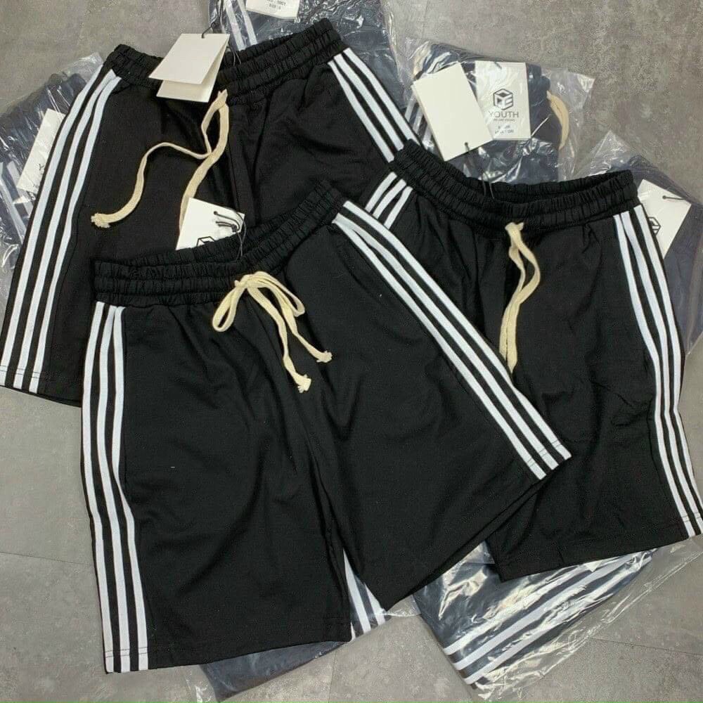 Quần short nam sọc trắng vải cotton co giãn tập thể thao hay mặc nhà