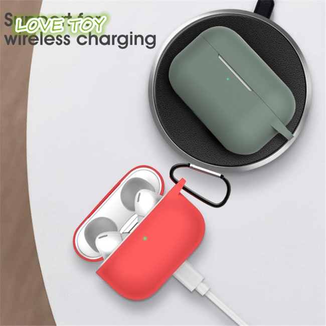 Vỏ Bảo Vệ Hộp Sạc Tai Nghe AirPods Pro Bằng Silicon Chống Sốc Có Móc Kẹp Tiện Dụng