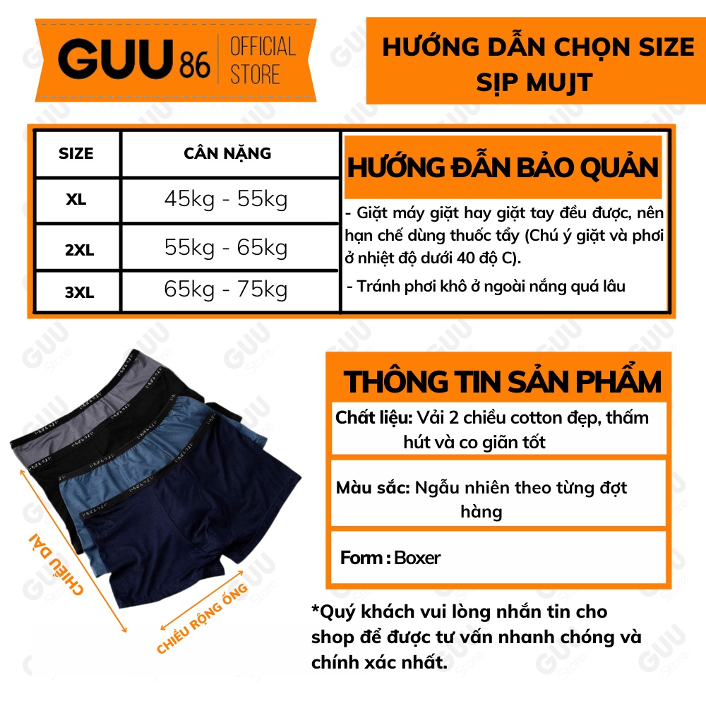 [𝗖𝗢𝗠𝗕𝗢 𝟱 𝗖𝗔́𝗜] Quần Lót Nam Boxer Chất Lụa 100% Cotton, Quần Lót Tam Giác MUJI QSCT23