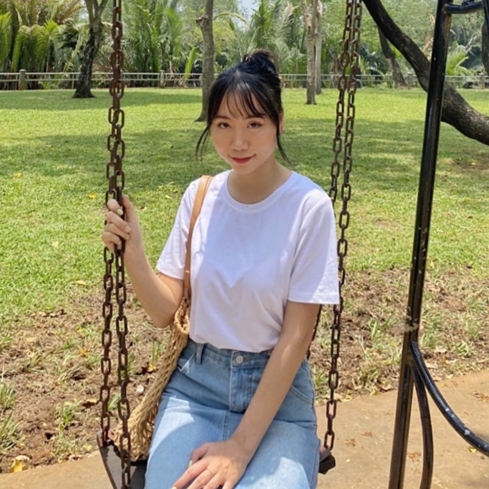 Áo thun cổ tròn form vừa MIEU - HA02_Trắng