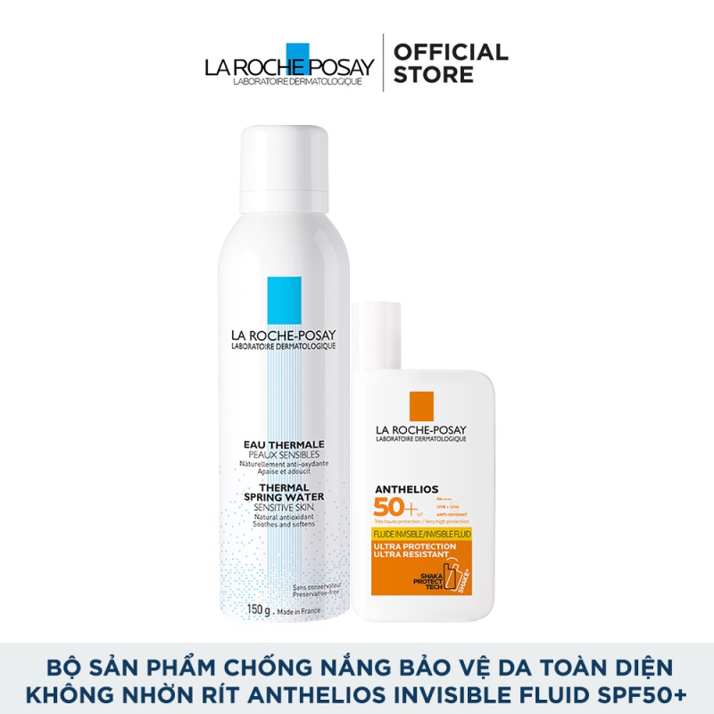 Bộ sản phẩm chống nắng bảo vệ da toàn diện không nhờn rít La Roche-Posay Anthelios Invisible Fluid SPF50+