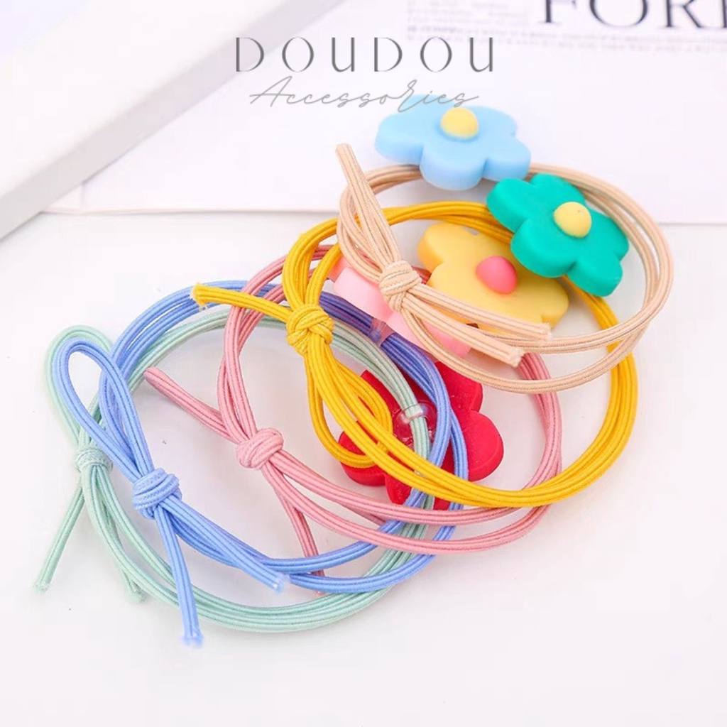 Dây cột tóc hoa nhí Doudou Dây buộc tóc hoa mặt trời nhiều màu sặc sỡ phong cách Hàn Quốc thời trang PJ001