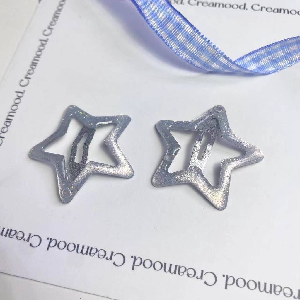 Kẹp Tóc Ngôi Sao Năm Cánh Lấp Lánh BB Y2k Màu Bạc Mới Cho Trẻ Em