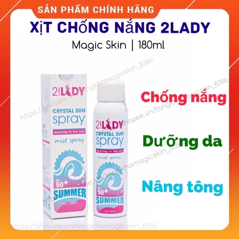 Xịt chống nắng dưỡng da 2Lady Magic Skin