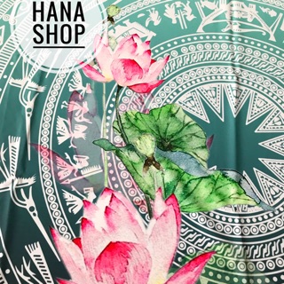 Vải áo dài hoa sen và trống đồng (lụa cao cấp)