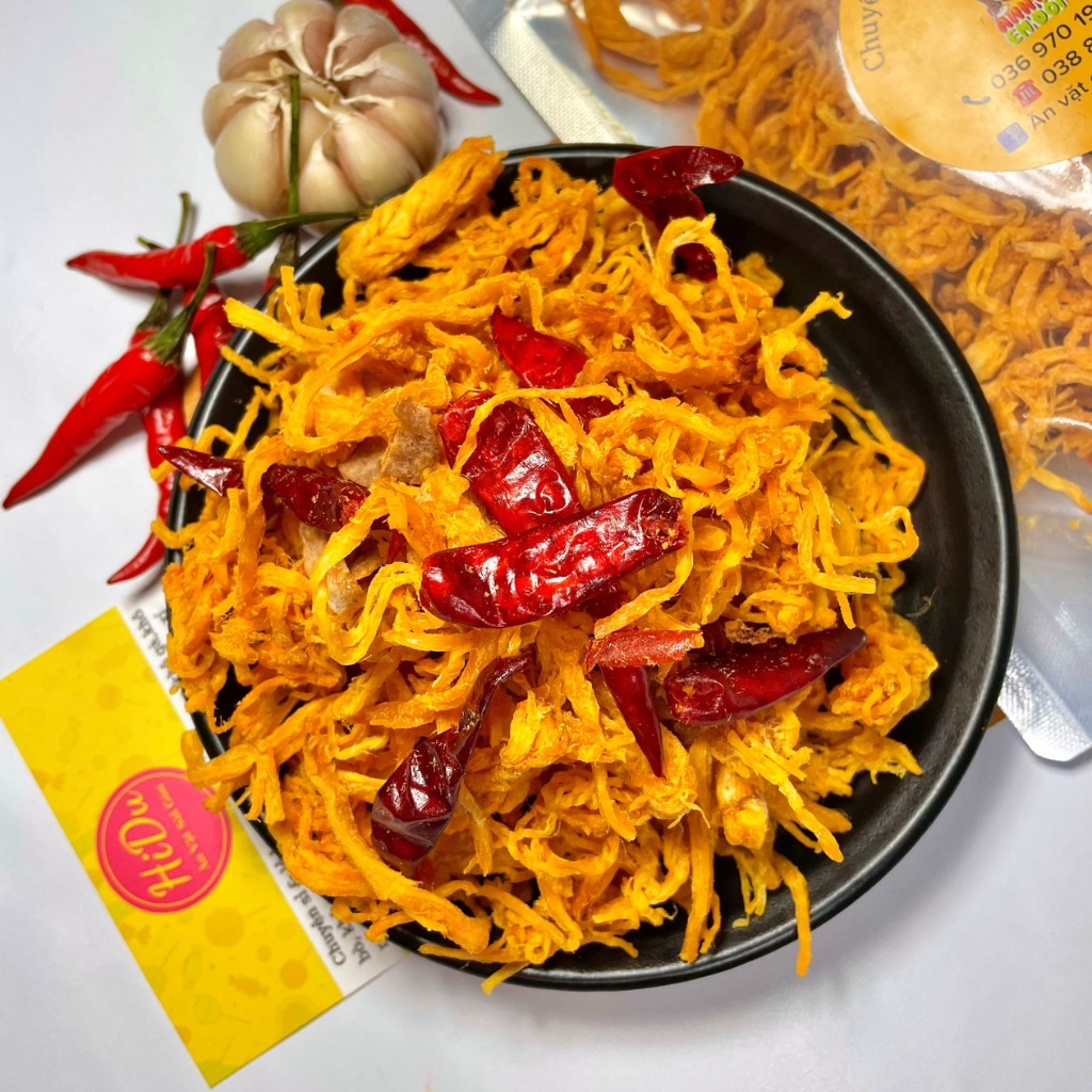 500gr Khô gà bơ tỏi cay giòn loại 1 Ăn vặt HiDu vừa ngon vừa rẻ | BigBuy360 - bigbuy360.vn