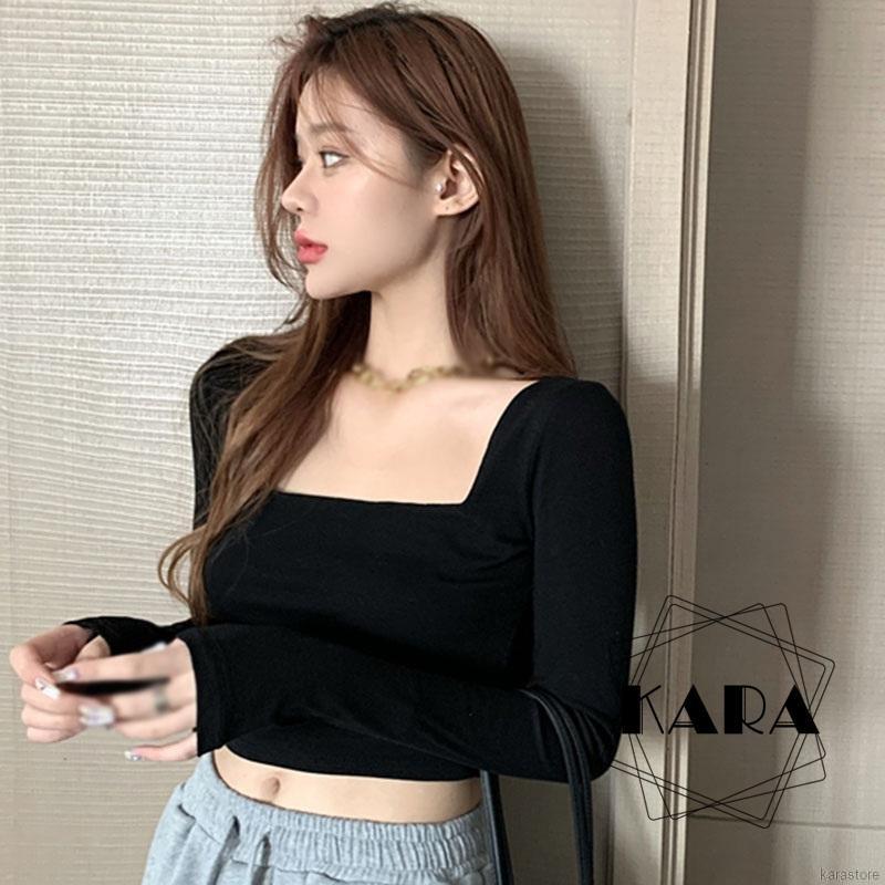 Áo Croptop Tay Dài Cổ Vuông Dáng Ôm Thời Trang Cho Nữ | BigBuy360 - bigbuy360.vn