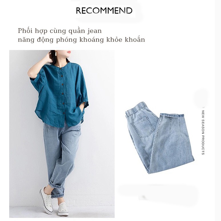 Áo Somi Nữ form rộng có size to ống tay lỡ rộng rãi kiểu dáng đèn lồng phục cổ trang phục Áo Sơ Mi mới 2021